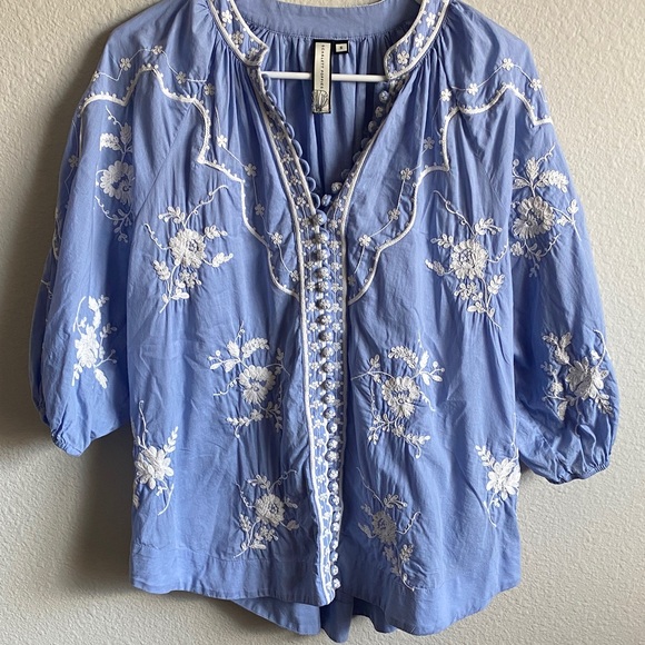 Scarlett Poppies Blue Embroidered Women's Top - Picture 3 of 12